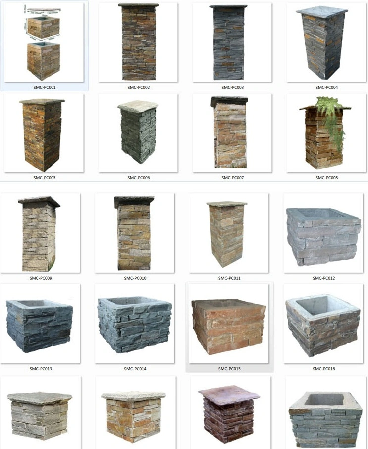 Natural Decorative Yellow Stone Slate Pillar