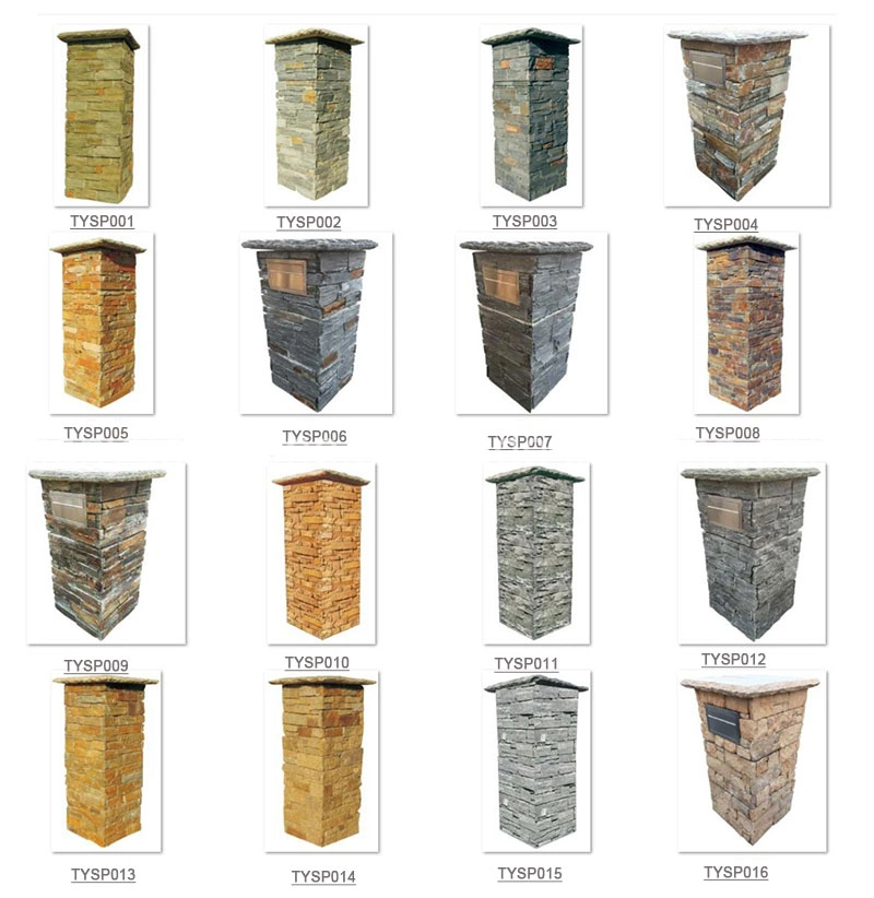 Slate Stacked Stone Column, Mail Post Stone, Entrance Column Stone